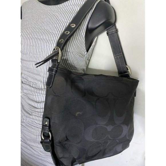 Coach Medium Tote Msrp Black Gray Jacquard Fabric - Picture 6 of 12